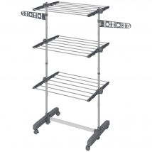 HOMCOM Étendoir Pliable 3 Niveaux Ailes Latérales Gris Intérieur Extérieur   Aosom France