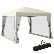 Outsunny Faltpavillon Pavillon Faltzelt 3x3m mit Seitenwänden & Tragetasche, Stahl & Oxford, beige, ideal für Gartenpartys & Veranstaltungen   Aosom.de