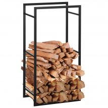 Outsunny Porte bûches range bûches vertical en métal intérieur extérieur 50 x 30 x 100 cm noir