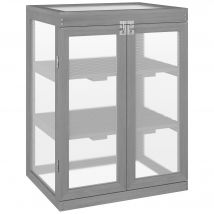 Outsunny Mini Serre de Jardin 3 Niveaux dim. 58L x 44l x 78H cm Double Porte Toit ouvrant Bois Sapin lasuré Polycarbonate