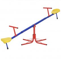 Outsunny Balançoire à bascule pour enfant 3 à 8 ans trébuchet rotatif 360° pied 4 tiges poignée 184 x 76 x 71 cm, multicolore