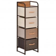HOMCOM Commode chiffonnier 5 tiroirs meuble de rangement tiroir en tissu pliant - structure acier noir - 45 x 30 x 116 cm