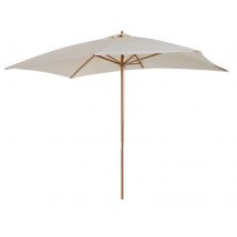 Outsunny Parasol Droit Rectangulaire Bois Polyester Haute Densité Bois de Bambou 2,95L x 2l x 2,55H m Beige