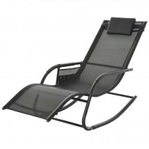 Outsunny Chaise Longue Bascule Rocking Chair Tétière Amovible Métal Époxy Textilène   Aosom France
