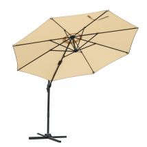 Outsunny Parasol déporté octogonal inclinable parasol rotatif 360° avec pied en croix 8 beleines manivelle inclus châssis alu.