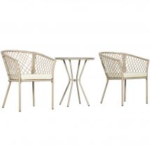 Outsunny Ensemble salon de jardin 2 personnes 3 pièces 2 fauteuils avec coussins table d'appoint ronde métal