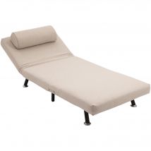 HOMCOM Schlafsessel, Klappsessel mit Bettfunktion, Rückenkissen, klappbarer Relaxsessel in Leinenoptik, Verstellbare Rückenlehne, bis 150 kg belastbar, für Wohnzimmer, Beige   Aosom