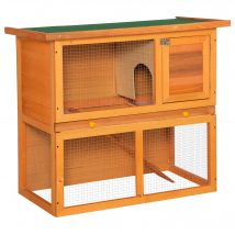 PawHut Clapier à lapin cage à lapin 2 étages plateau coulissant rampe et toit ouvrant 90L x 45l x 80H cm aosom france