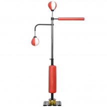 SPORTNOW Standbox 140-205cm freistehender Boxsack höhenverstellbar mit 2 Speedbällen Reflexstange Saugnapf-Basis für Erwachsene   Aosom.de