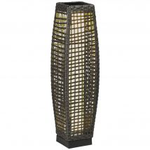 Outsunny Lampe à poser luminaire LED de jardin solaire en résine tressée imitation rotin - 21 x 21 x 78 cm gris
