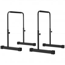 HOMCOM Dip Barren Bars 2er Set Rutschfest Dip Station 80-100 cm Höhenverstellbar Fitness Parallettes für Muskeltraining und Krafttraining Stahl Schwarz   Aosom
