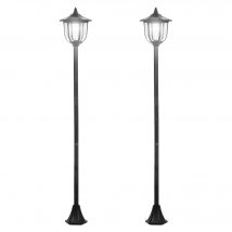 Outsunny Lot de 2 luminaires extérieurs lampadaire sur pied solaire lampadaire lanterne classique LED 60 Lm max. noir