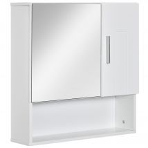 kleankin Armoire murale miroir de salle de bain avec portes et étagère réglable - dim. 54L x 15,2l x 55,3H cm blanc