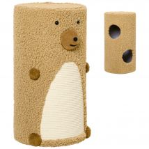 PawHut Kratztonne Bärendesign 2 Ebenen 2 Höhlen mit Sisal Kratzfläche Φ35 x 66 cm hellbraun für Katzenmöbel & Spielspaß   Aosom.de
