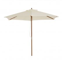 Outsunny Parasol droit rond parasol de jardin extérieur grande taille de jardin Ø 2,5 x 2,3H m bois de bambou crème