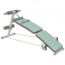 SPORTNOW Sit Up Bank Klappbarer Bauchtrainer, 5-Fach Verstellbare Trainingsbank, Rückentrainer mit Beinfixierung und Widerstandsbänder, Grün   Aosom