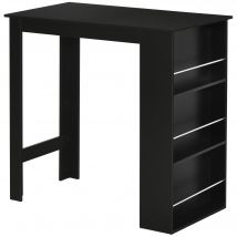 HOMCOM Bartisch moderner Esstisch Schreibtisch mit 3 Ablageflächen Schwarz Spanplatte 112 x 57 x106 cm   Aosom