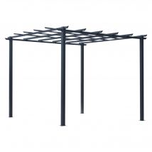 Outsunny Pergola extétieur 3L x 3l x 2,3H m structure métal époxy anticorrosion noirnull