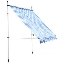 Outsunny Store Banne Manuel 3x2,5m Polyester Imperméable Bleu Blanc Anti-UV pour Terrasse   Aosom France