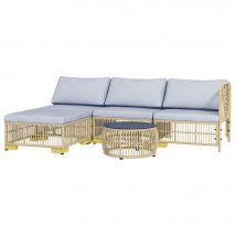 Outsunny Ensemble 5 pièces salon de jardin bas modulables pour 4 personnes en résine tressée aspect rotin