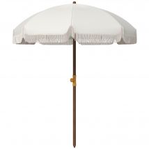 Outsunny Parasol de plage parasol d'extérieur rond parasol à frange protection UV 40 + avec 8 baleines crème