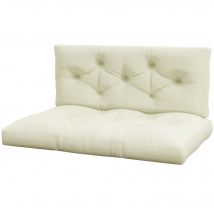 Outsunny Lot de 2 coussins assise et dossier pour banc banquette, palette 2 places dim. 120L x 80l x 12H cm Polyester crème