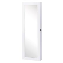 HOMCOM Espejo Joyero Colgante de Pared 37x9,5x112 cm Armario Organizador de Joyas con Ganchos y Ranuras Blanco para Salón   Aosom España