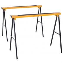 Homcom Lot de 2 tréteaux pliables en métal noir et jaune 100L x 50l x 76H cm
