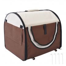 PawHut Caisse de Transport Aérée pour Animaux avec Coussin Amovible en Peluche 61x46x51cm   Aosom France