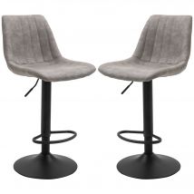 HOMCOM Lot de 2 Chaise haute bar Chaise de bar confortable Tabourets de bar vintage hauteur réglable pivotant avec repose-pied gris   Aosom France