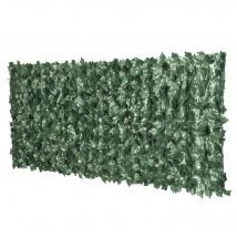 Outsunny Haie Artificielle Brise-Vue décoration Rouleau 2,4L x 1H m Feuillage réaliste Anti-UV Vert