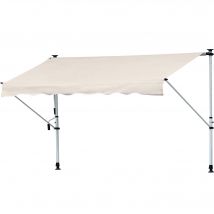 Outsunny Store banne Manuel rétractable 4L x 1,2l m Auvent Téléscopique sans Perçage Inclinaison et Hauteur réglable Anti-UV crème   Aosom France