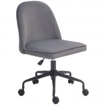 HOMCOM Chaise de bureau pour la maison, réglable en hauteur avec roulettes pivotantes, aspect velours gris