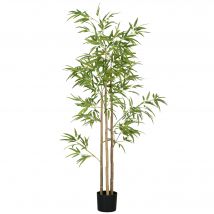 HOMCOM Arbre artificiel plante artificielle bambou artificiel avec pot inclus hauteur 180 cm intérieure vert