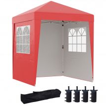 Outsunny Tonnelle barnum de jardin pop-up pliant réglable en hauteur protection UV 30+ 3 parois latérales rouge   Aosom France