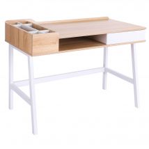 HOMCOM Bureau Informatique Bureau d’Ordinateur Meuble de Bureau pour Ordinateur Multi-Rangements MDF et Métal 100 x 55 x 82 cm