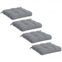 Outsunny Lot de 4 coussins de chaise de jardin, Coussins extérieur capitonné, dim. 48L x 48l cm Gris