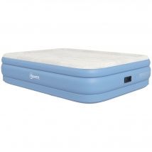 Outsunny Matelas autogonflant de camping lit gonflable pliable 2 personnes - pompe intégrée  surface floquée gris clair et bleu