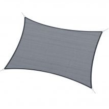 Outsunny Voile d'Ombrage Rectangulaire Polyester Imperméable Haute Densité 185g/m² 6x4m Gris   Aosom France