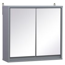 HOMCOM Armoire de Toilette Salle de Bain Murale Armoire à Glace Miroir et Étagères Intégrées 48x 15x 45 cm MDF Gris