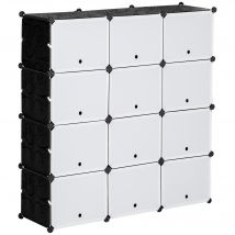 HOMCOM Meuble de rangement Meuble à chaussures modulable 12 casiers avec portes et étagères - dim. 125L x 32l x 125H cm - noir