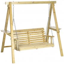 Outsunny Balancelle de jardin balancoire exterieur 2 places en bois hauteur réglable - 196 x 120 x 171 cm