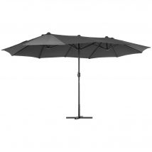 Outsunny Parasol de jardin XXL parasol grande taille 4,6L x 2,7l x 2,4H cm ouverture fermeture manivelle acier polyester haute densité gris