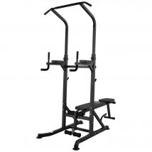 HOMCOM Station de musculation multifonction fitness appareil traction variantes d'entraînement banc de musculation acier 92 x 178 x 200-236 cm noir