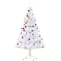 HOMCOM Weihnachtsbaum künstlicher Christbaum 150cm mit Ständer inkl Dekor in Weiß für festliche Dekoration   Aosom.de