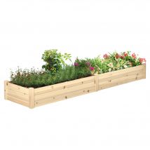 Outsunny Lit de jardin surélevé pot de fleurs bac à plante 244 x 61,5 x 27 cm bois massif-AOSOM.fr