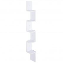 HOMCOM Étagère d'angle étagère murale design contemporain à 5 niveaux hauteur 120 cm forme de zigzag en bois blanc   Aosom France