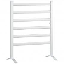 HOMCOM Sèche serviettes électrique, radiateur porte-serviettes en aluminium avec 6 barres - mural ou sur pied - 140W