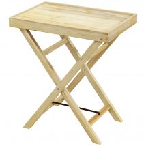 Outsunny Table de jardin extérieur rectangulaire en bois pour balcon terrasse 68L x 44l x 75H cm Naturel