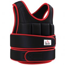 HOMCOM 20 kg Trainingsweste Gewichtsweste mit doppelten Gurten verstellbar Krafttraining Fitness Oxford Metall-Sand Schwarz+Rot 60 x 50 cm   Aosom
